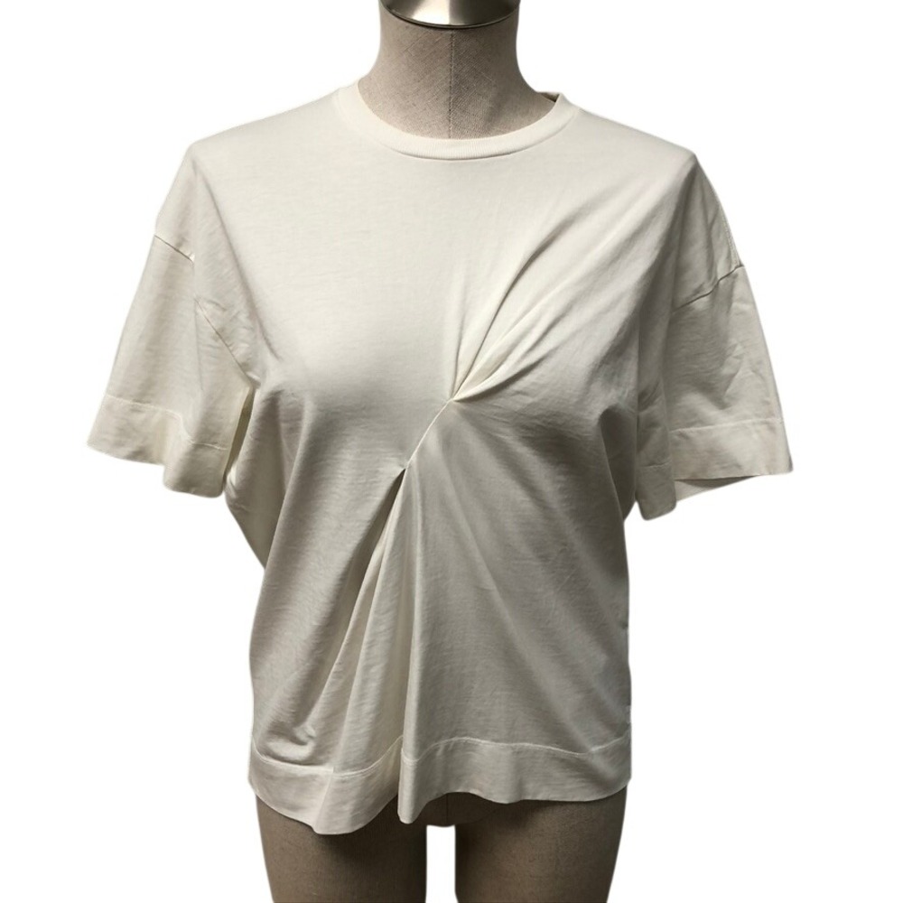 Ganni T-Shirt Womens Small White Twist Front Organic Cotton Short‎ Sleeve Top